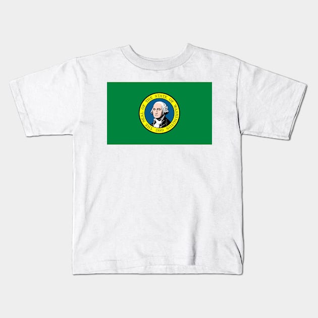 Flag of Washington State Kids T-Shirt by pdpress